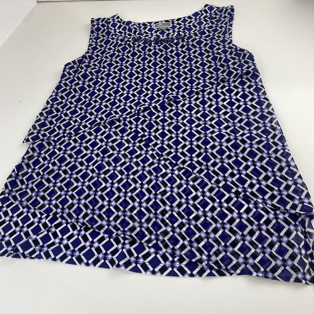JM Collection Women Purple Sleeveless Top Size L Stretch Lightweight Used